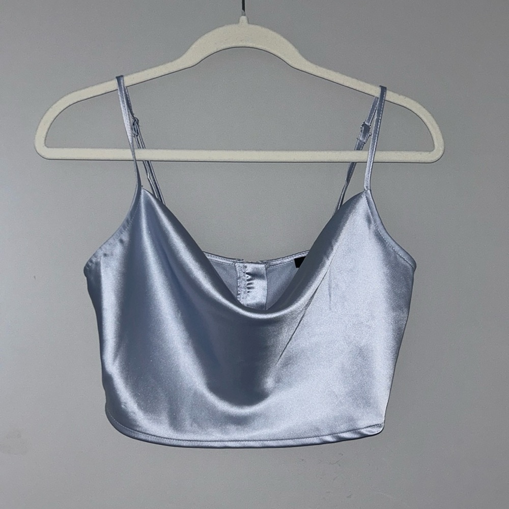 Satin light blue going-out top 🦋🌀🩵